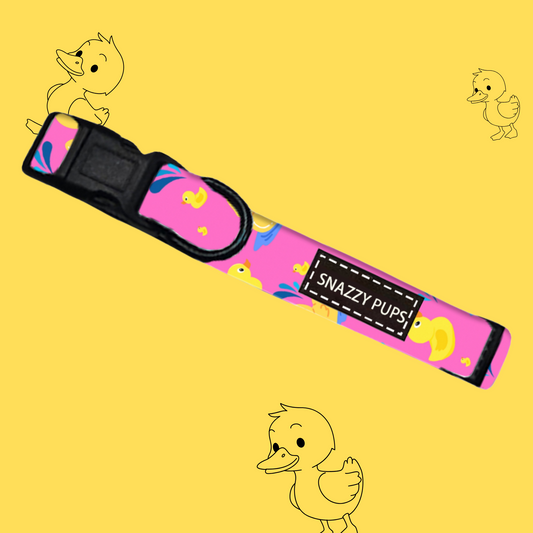 Quackers Pink Adjustable Dog Collar