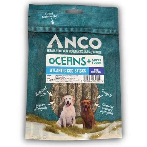 Anco Oceans+ Atlantic Cod Stick with Blueberry 70g